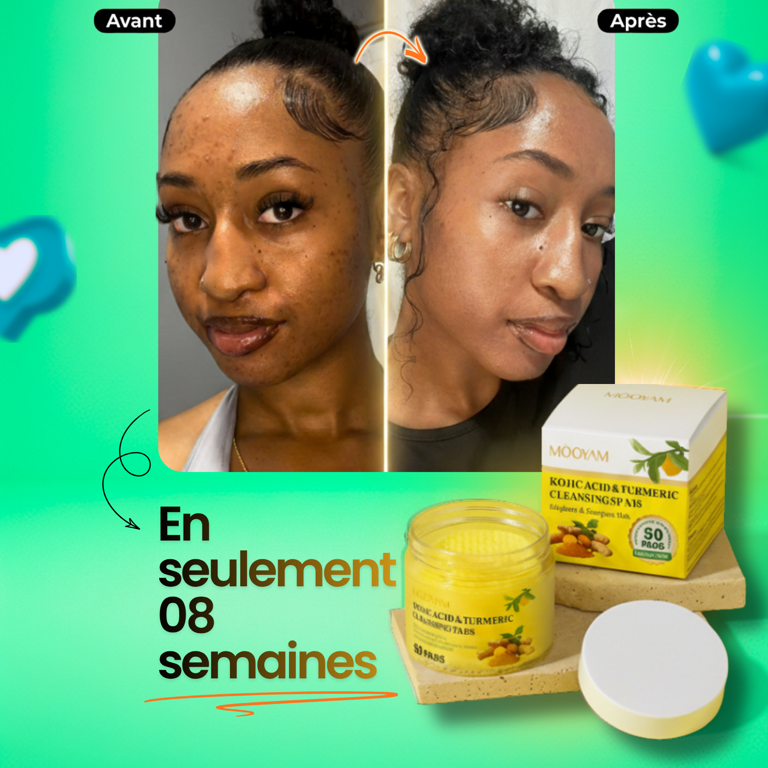 50 Pads Nettoyants au Curcuma : Zéro tâches en 30 Jours